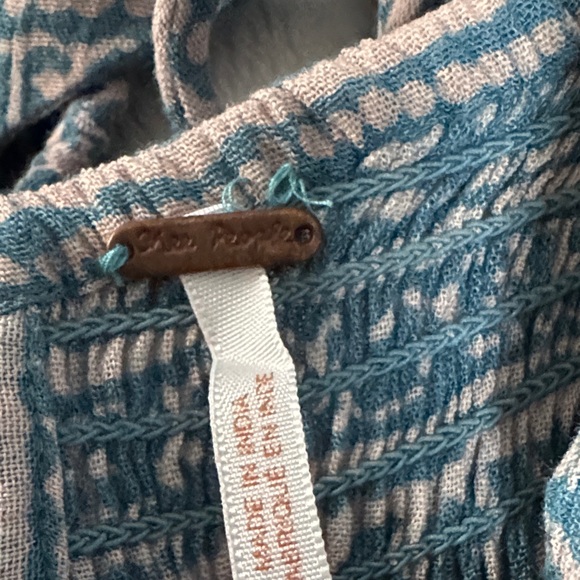 Free People Teal-Blue Printed Halter Wide-Leg Jumpsuit - Picture 2 of 5